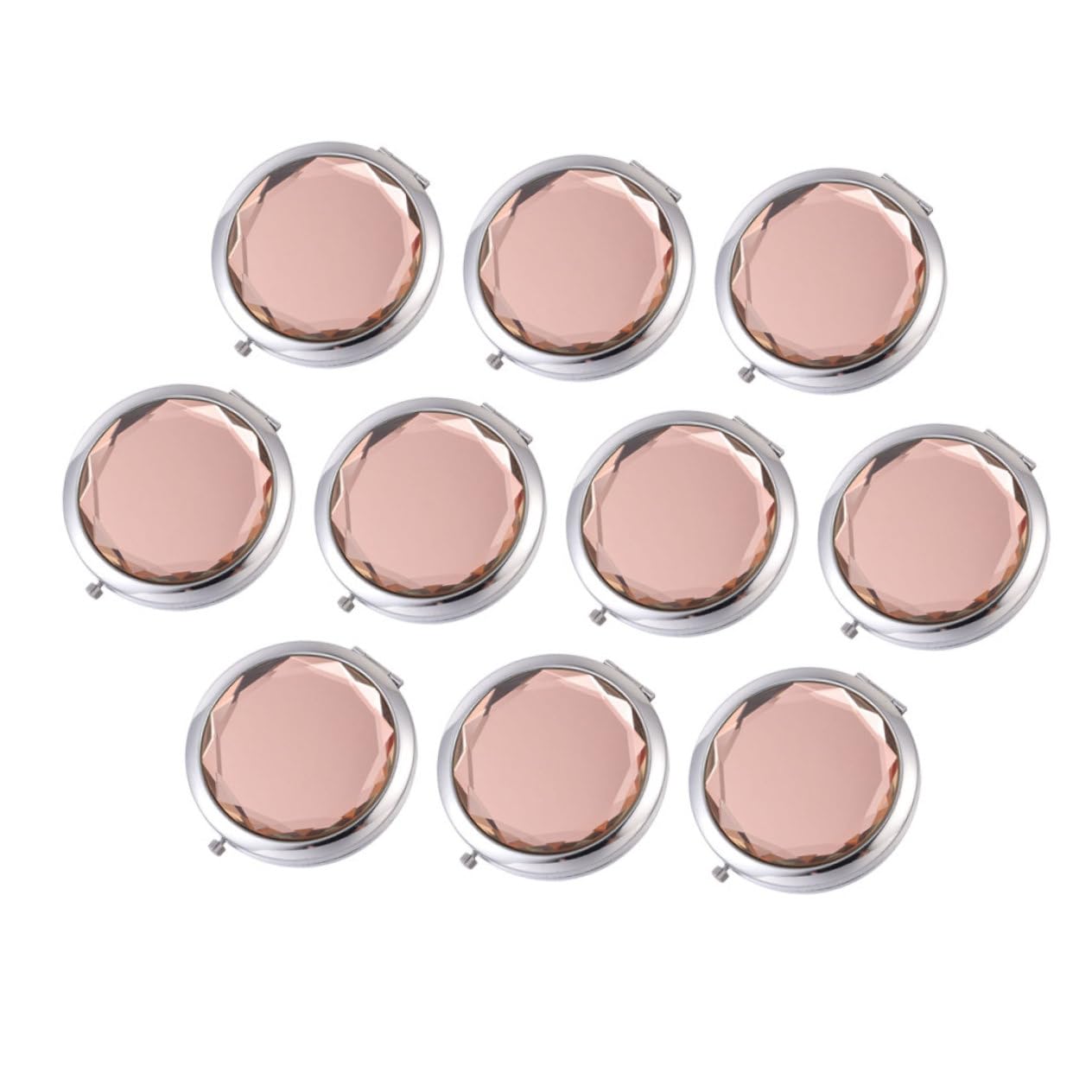 Zerodeko Miroir de Maquillage Portable Double Face en Métal et Verre, Pliable, Grossissant, Élégant, Lot de 10 pour Voyage et Paquet à Main