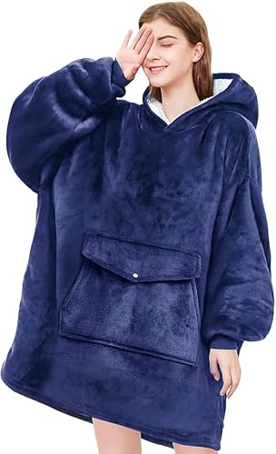YUGYVOB Blanket Hoodie Oversized Sherpa, Wearable Blanket Warm & Cozy,