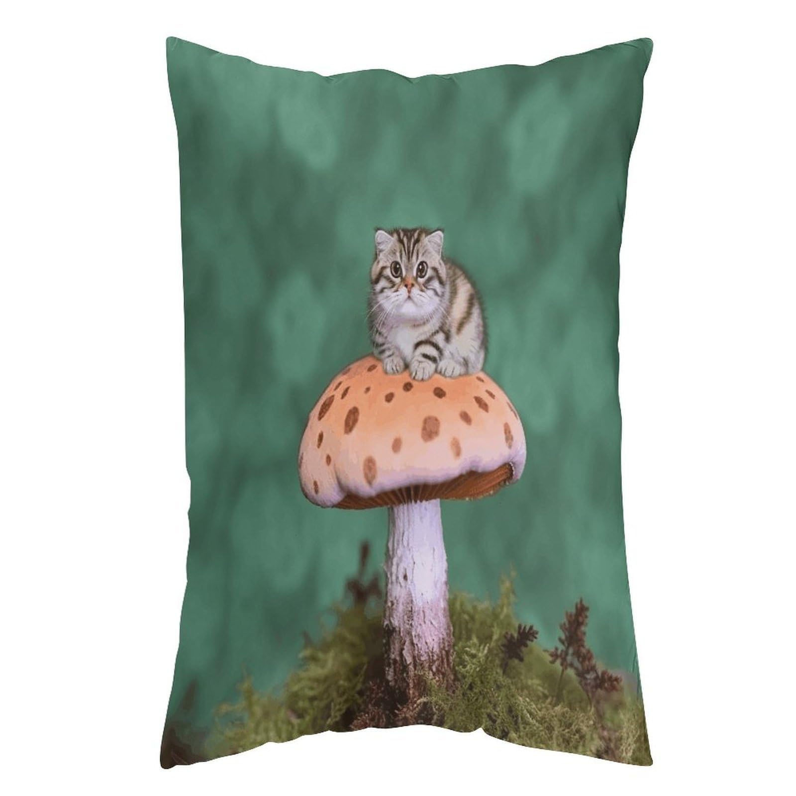 FekiLoot Cat on Mushroom Throw Pillow Cover Soft Pillowcase with Hidden Zipper Lumbar Decorative Throw Pillow Covers Luxury Cozy Pillows Shams Rectangle Cushion Cases