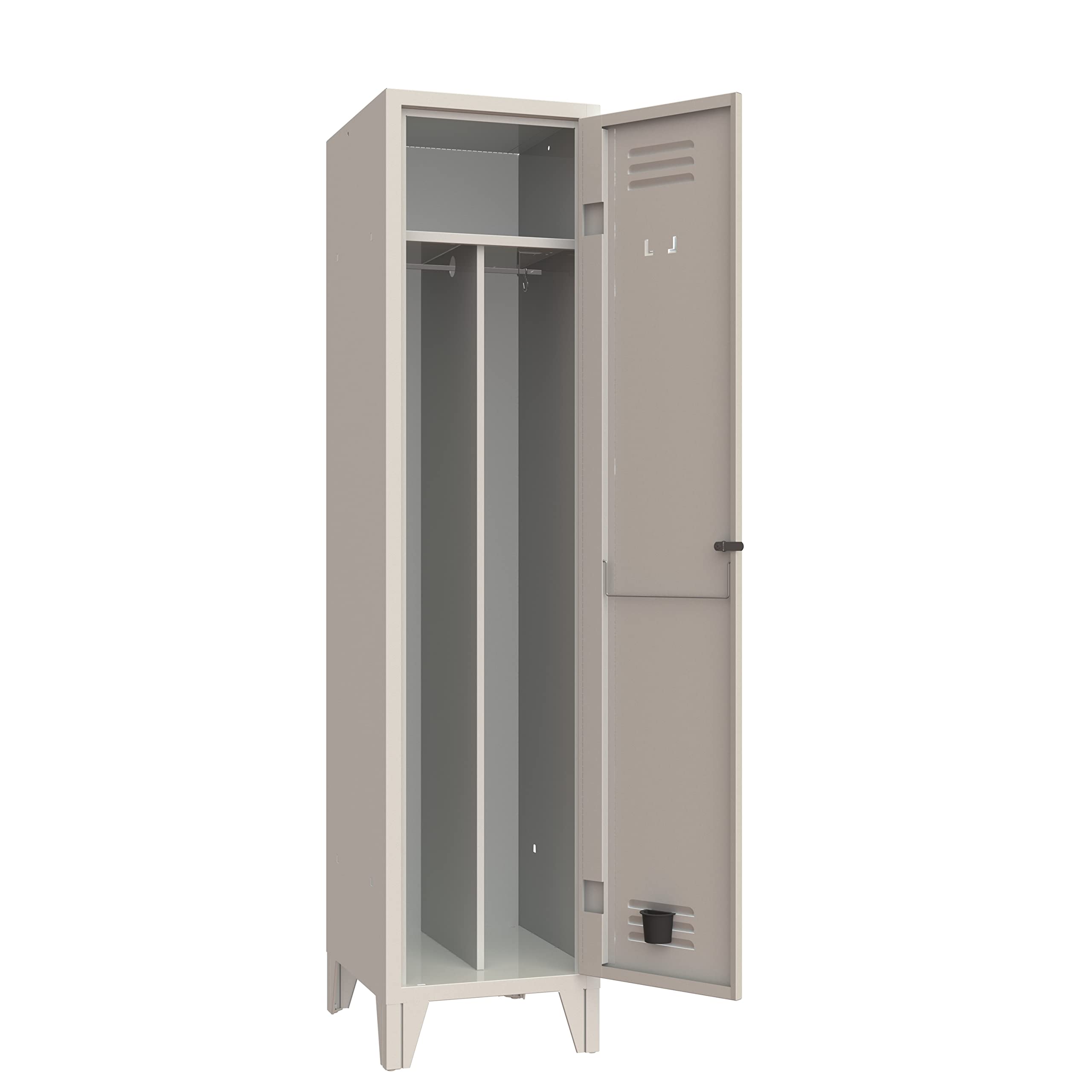 XLOCKERS Armadio Spogliatoio Monoblocco 1 Posto in Metallo Robusto, con Divisorio Sporco e Pulito - 36x33x180cm - Made in Italy