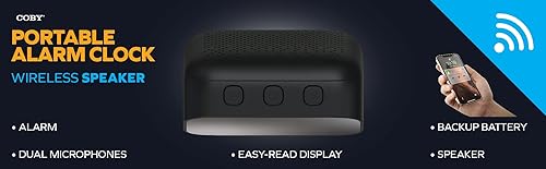 Miniatura 5 de Coby Alarm Clock Wireless Bluetooth Speaker  Alarm Clocks for Bedrooms  Portable Rechargeable Wireless Speaker  Digital Clock for Bedroom Camping