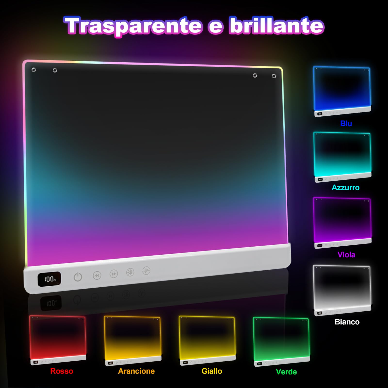 Lavagna luminosa a LED per bambini con 13 effetti luminosi, lampada da disegno ricaricabile a LED per bambini 35 * 25 cm, tablet da disegno con luce al neon Regali per Natale Regali di compleanno