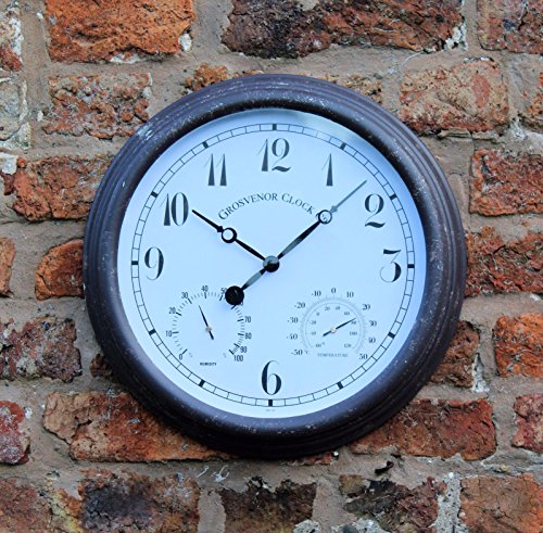 Home and Garden Products Horloge murale de jardin avec thermomètre et hygromètre couleur rouille