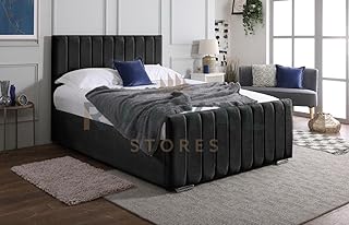 Rapyal Velvet Upholstered Panel Bedframe with Memory Mattress & Optional Ottoman Storage – Modern Design, Multiple Sizes & Colours (Black, Double)