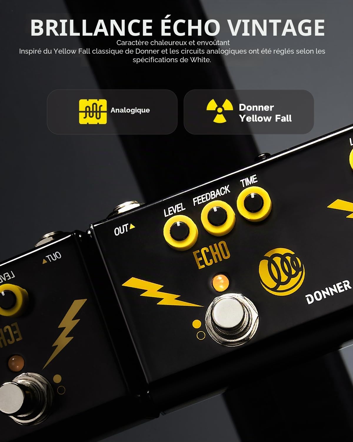 Donner X Third Man Hardware Pédale Multi-effet, Triple Threat 3-en-1 Pédale De Guitare Analogique Distorsion Phaser Pédale Echo Avec Adaptateur Pour Guitare éLectrique