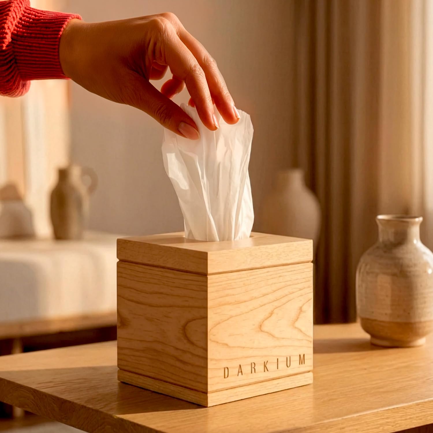 DARKIUM | Wooden Tissue Box Cover Square
