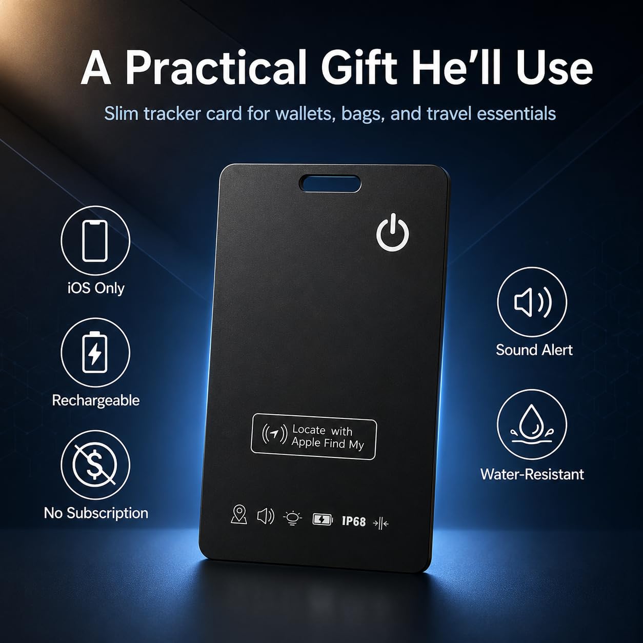 Tarjeta de seguimiento de cartera ultrafina, funciona con Apple Find My, tarjeta localizadora Bluetooth recargable para cartera, equipaje y pasaporte, sin suscripción (1 unidad)