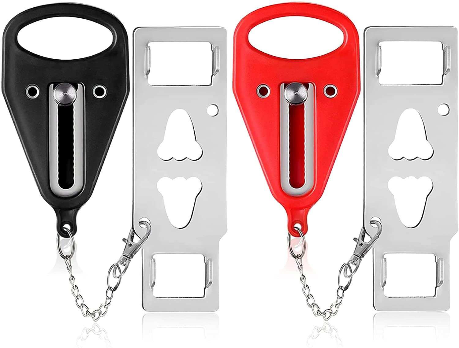 TRIUMPHANT Portable Door Lock, Solid Heavy Duty Door Extra Lock for Bedroom College Dorm Lock Motel AirBnB School Lockdown Door Block Home Locks Devices for Additional Safety (Red+Black)