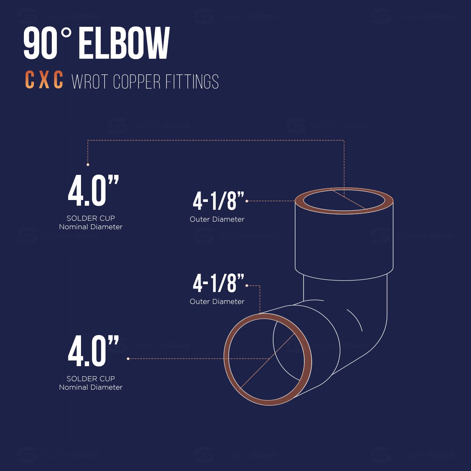 Everflow suministros ccln0300 90 Grado C X C cobre codo corto Radio, con dos tazas de soldadura
