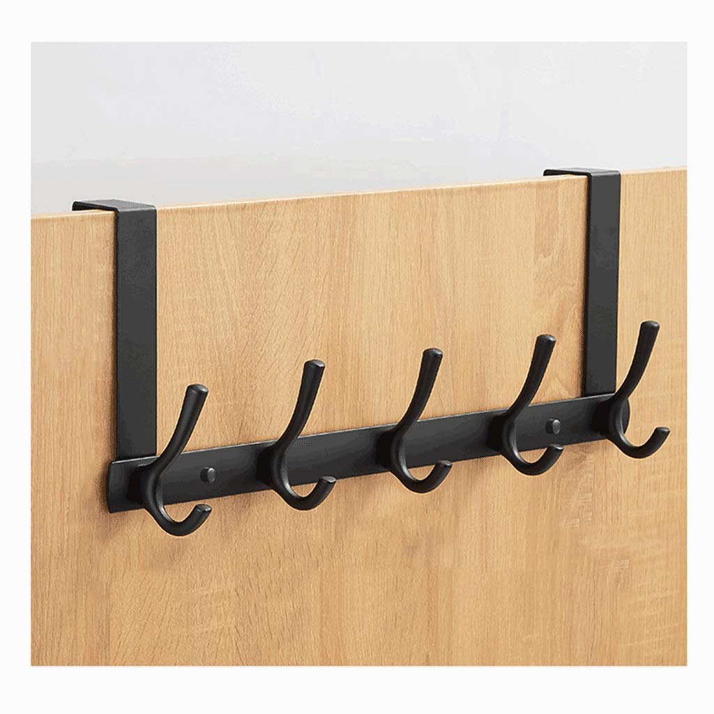 CFWSHJ caihuashopping Percheros Gancho para Puerta, Colgador de Puerta de Aluminio Espacial, Utilizado para Colgar Abrigos, Albornoces, Sombreros, Ropa, Toallas, Toallero (5 6 7 Gancho Negro) Gancho