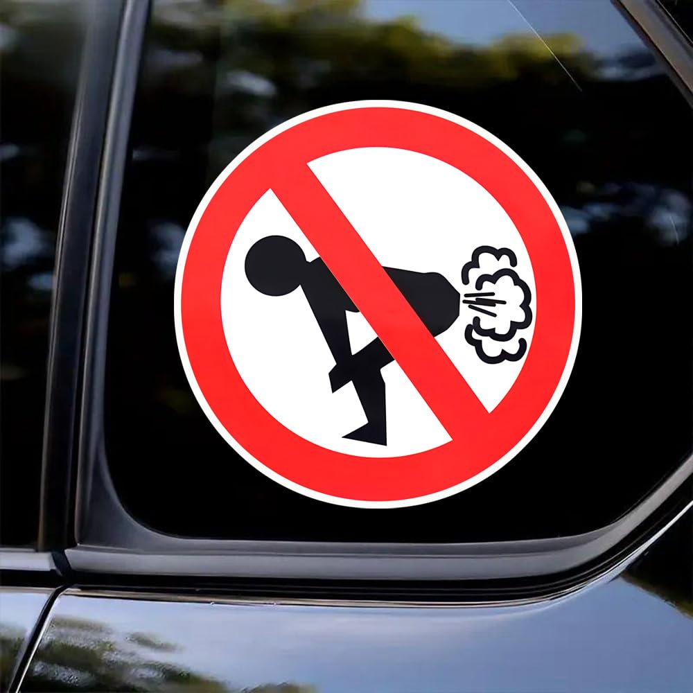 2 lustige Autoaufkleber „Nicht furzen“ aus Vinyl – 13 x 13 cm, UV-beständige Aufkleber für Fahrzeuge, Wände und Fenster, lustiger Autoaufkleber #DZ05