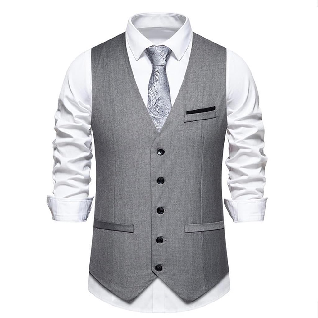Gilet de costume décontracté coupe ajustée col en V à boutonnage taille L