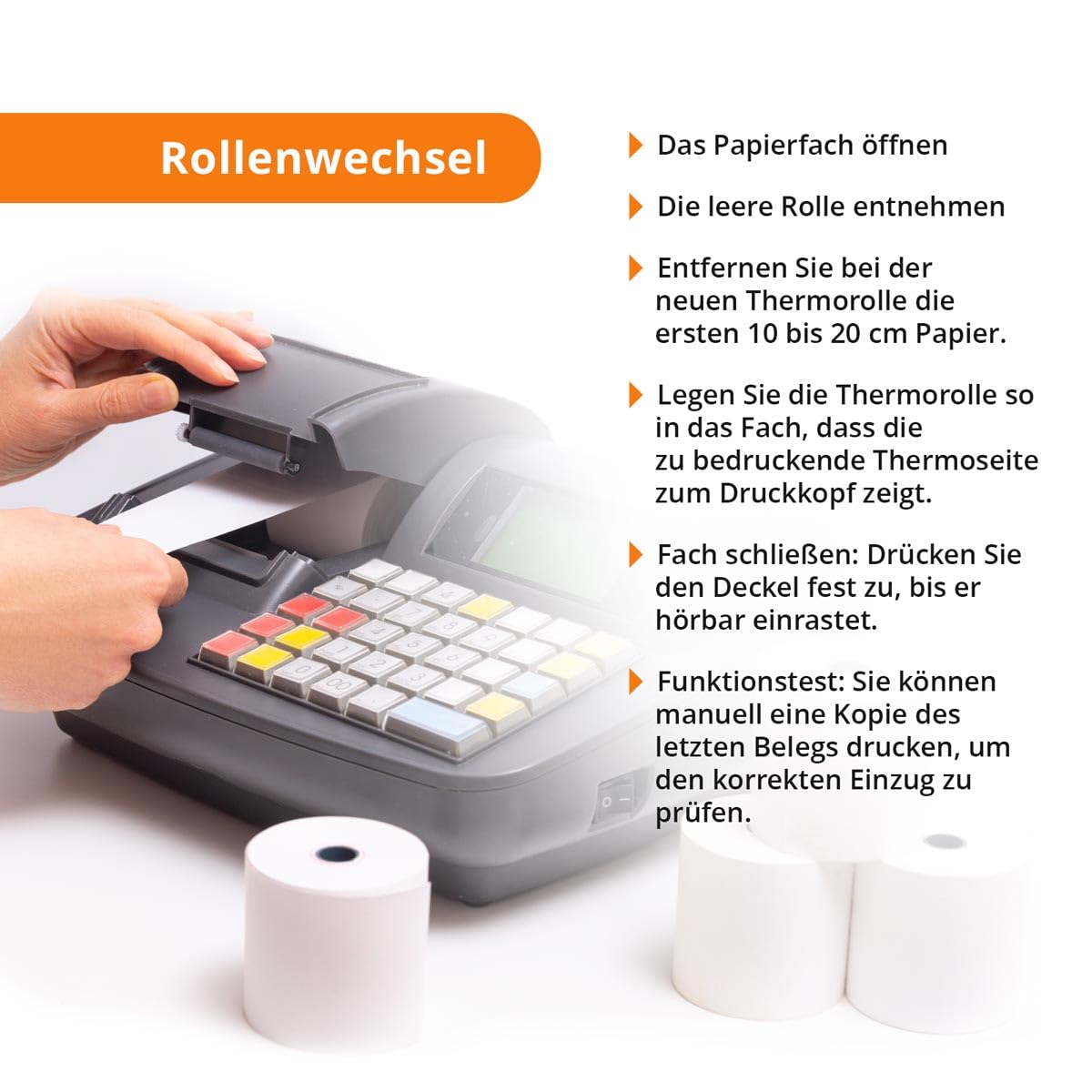 100 Stk. Thermorollen | 57x40x12 mm Ø54mm | Länge: 40 m | BPA frei | für EC Cash Geräte Rollen | Thermopapier made in Germany | HUTNER