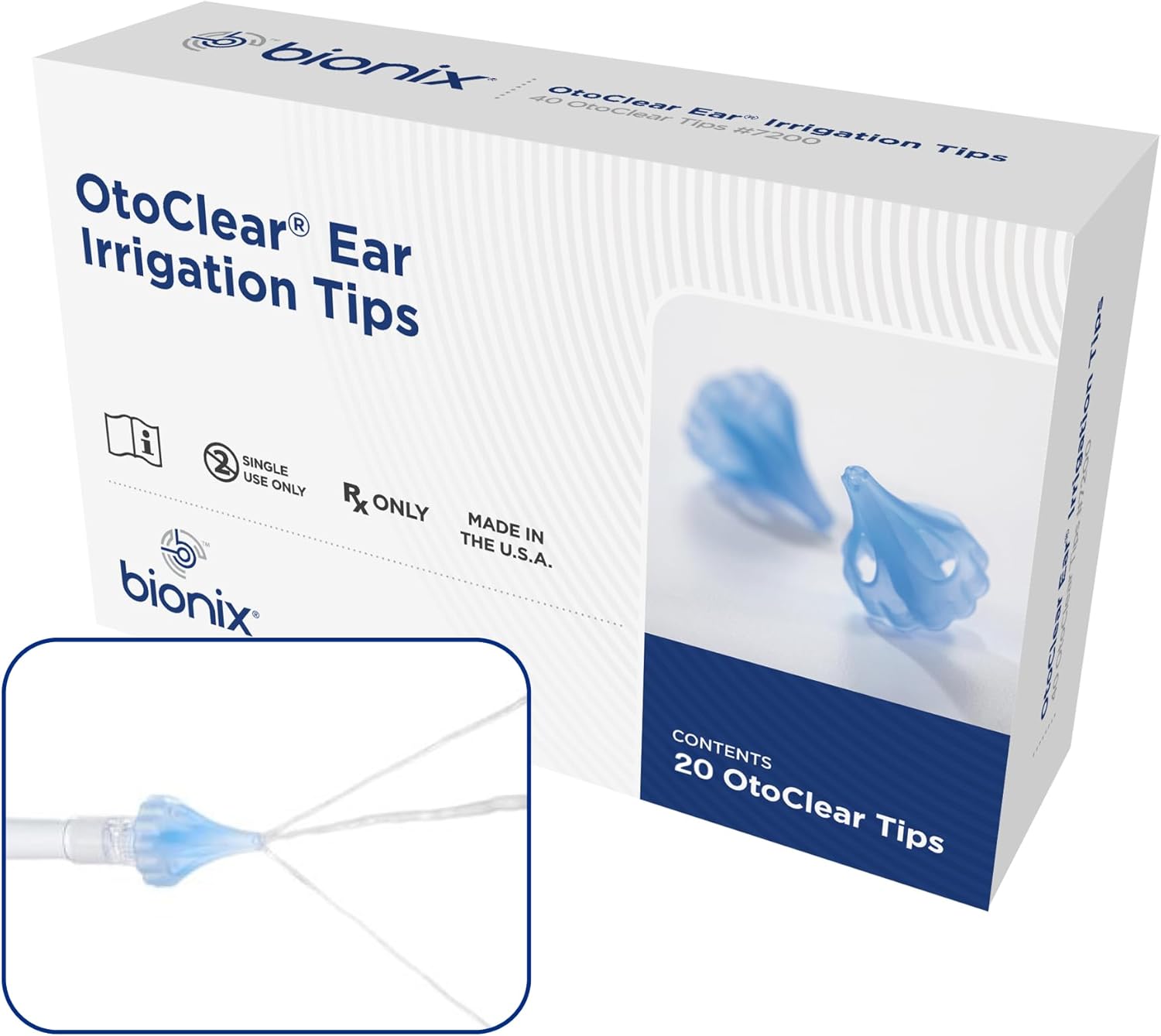 Bionix - OtoClear Ear Irrigation Tips, Earwax Removal Tips, Comfortable, Easy-to-Use, Pairs with Bionix Ear Cleaning Water Systems, for Safe Earwax Removal (20 Count)