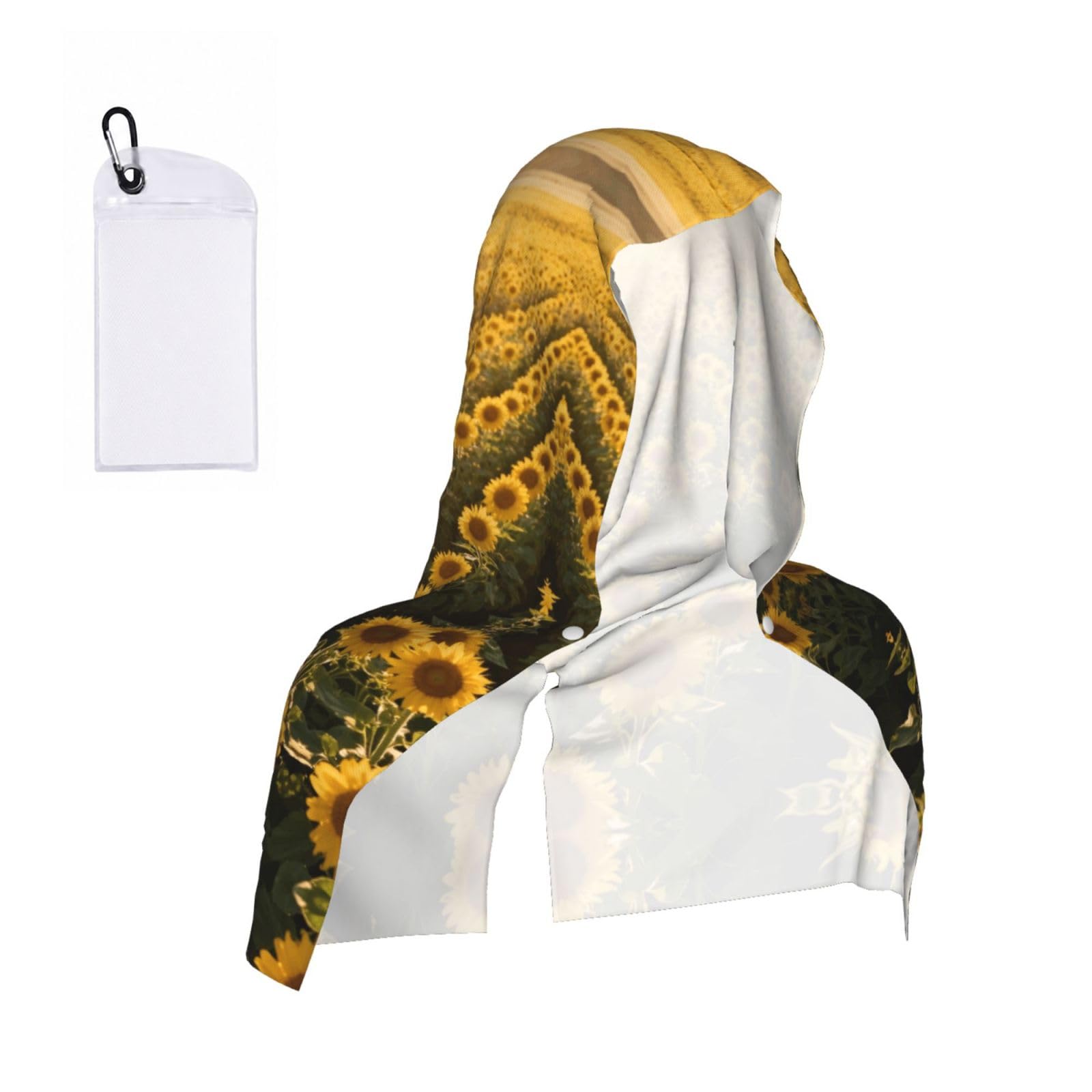 Sunflower Field Bloom Cooling Towel Hooded-Instant Chill Neck Cover for Sports, UV Cooling Rag for Running Gym