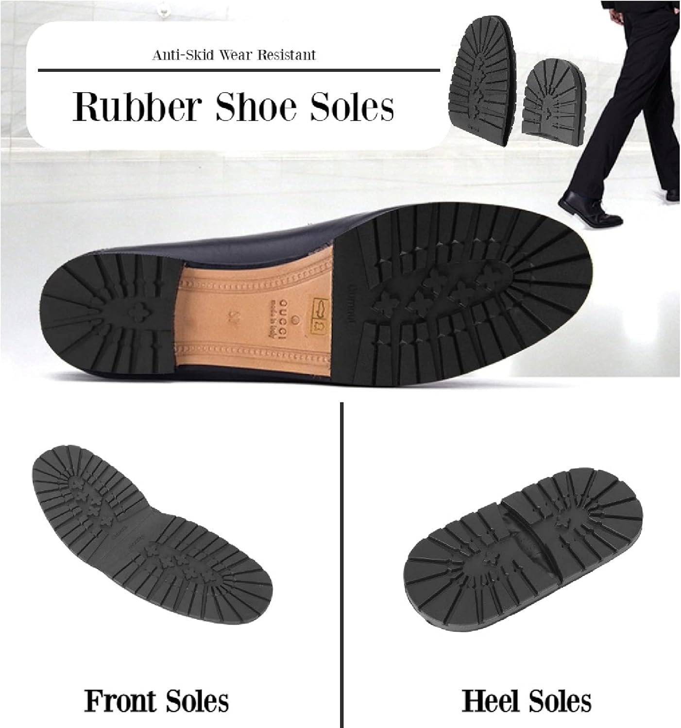 A Pair Rubber Boots Shoes Anti Skid Wear Shoes Sole Raised Grain Repair Sole Pad for Repair Leather Shoes(Heel Soles)