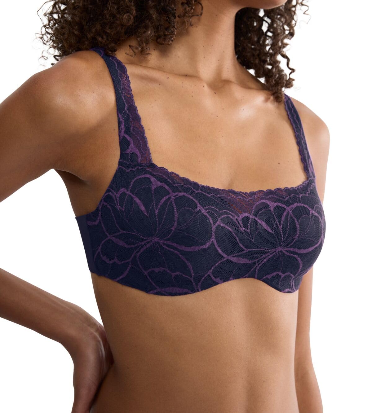 Triumph Damen Spitzen-BH Body Make-Up Illusion Lace Balconette, ohne Bügel, ohne Polsterung, Verstellbare Träger, 70D, Prussian Blue – Ansicht 2
