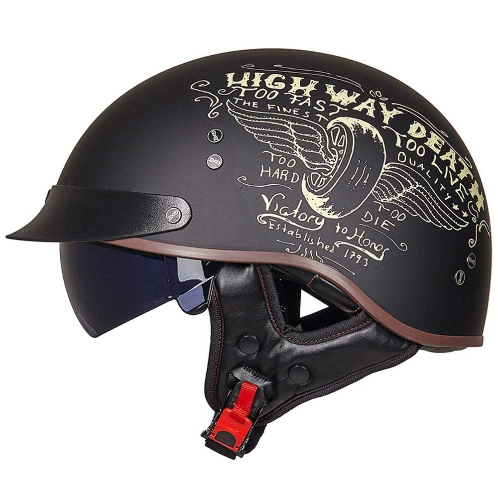 Kask półskorupowy motocyklowy w stylu retro, typu jet z osłoną przeciwsłoneczną, dla dorosłych mężczyzn i kobiet, motorower typu cruiser, ATV, M~XXL