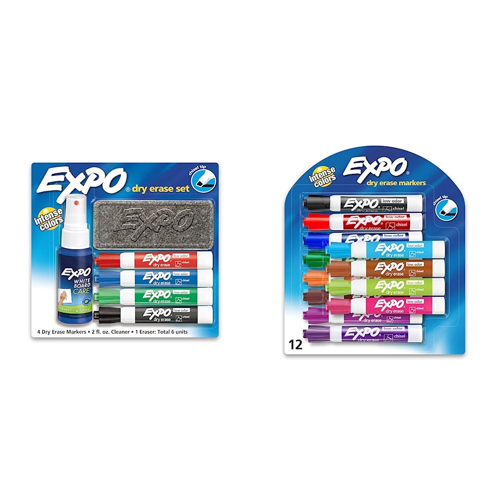 EXPO Low Odor Dry Erase Marker Starter Set, Chisel Tip