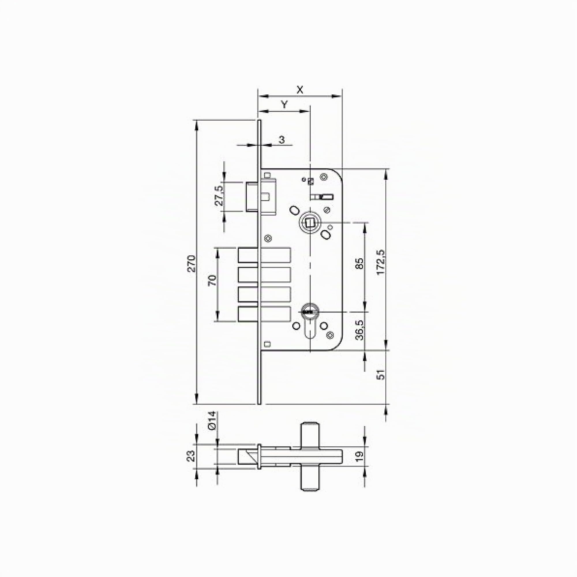 Yale Serratura di Sicurezza 891280Y70M3BC, Bicapa, Dorato, Entrada 50 mm