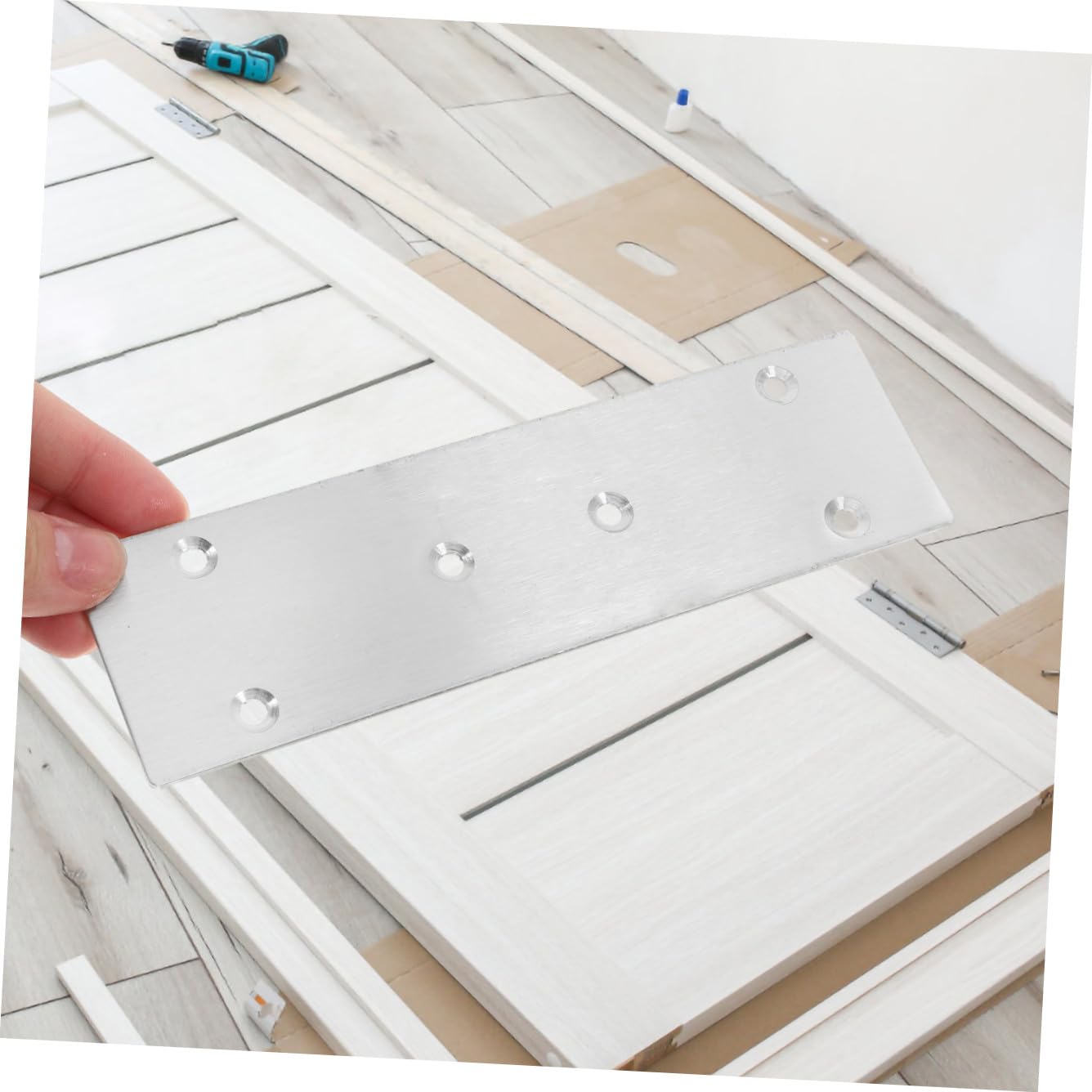 10stücke Metall-verbindungsplatte Mit Löchern Flache Reparaturplatten Aus Stahl Befestigungswinkel Für Möbel Gerade Strebenwinkel Flache Verbindungshalterung