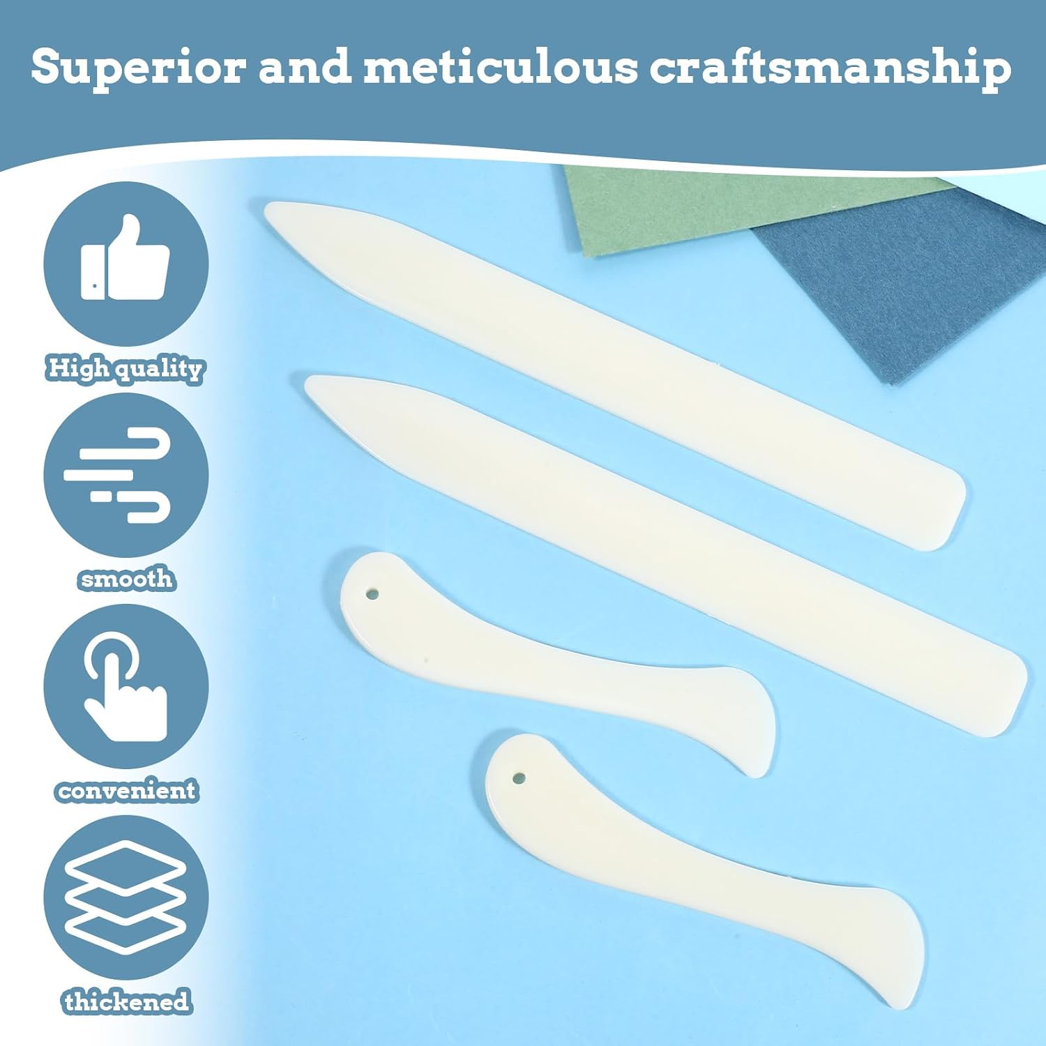 4 Pcs Bone Folders, Crease Makers Scoring Tool Creaser Set Folding Scoring Burnishing Crafting Scrapbooking Tool Plastic Bone Folder Paper Creaser for Paper Crafts, Bookbinding, Leather Craft