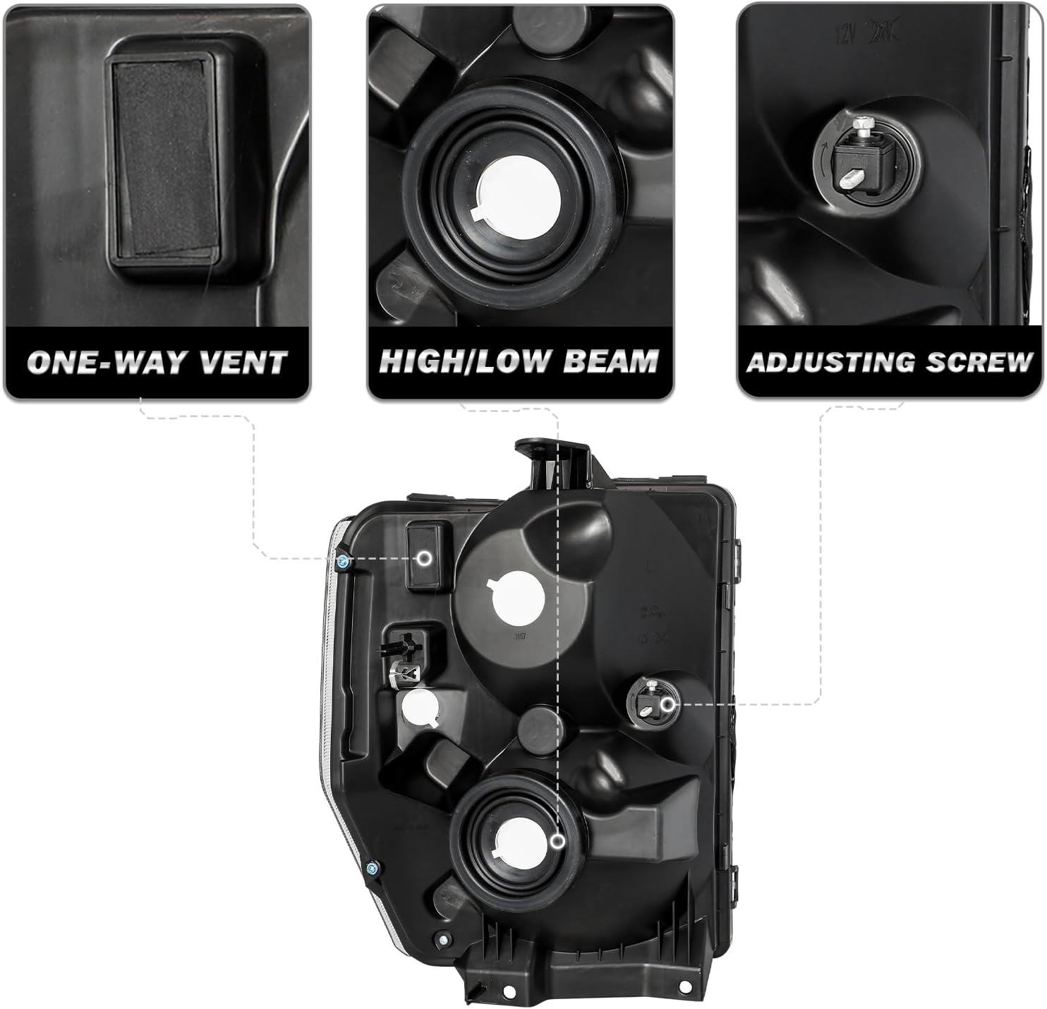 SOCKIR Headlight Assembly Aero Style Fit for 2008-2014 Ford E150 E250 2008-2021 E350 E450 Super Duty (Left Driver Side)
