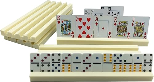 Miniatura 2 de Yuanhe Paquete de 4 soportes de plástico para dominó, bandejas de dominó, organizador para juegos de mesa clásicos, azulejos, juegos familiares,