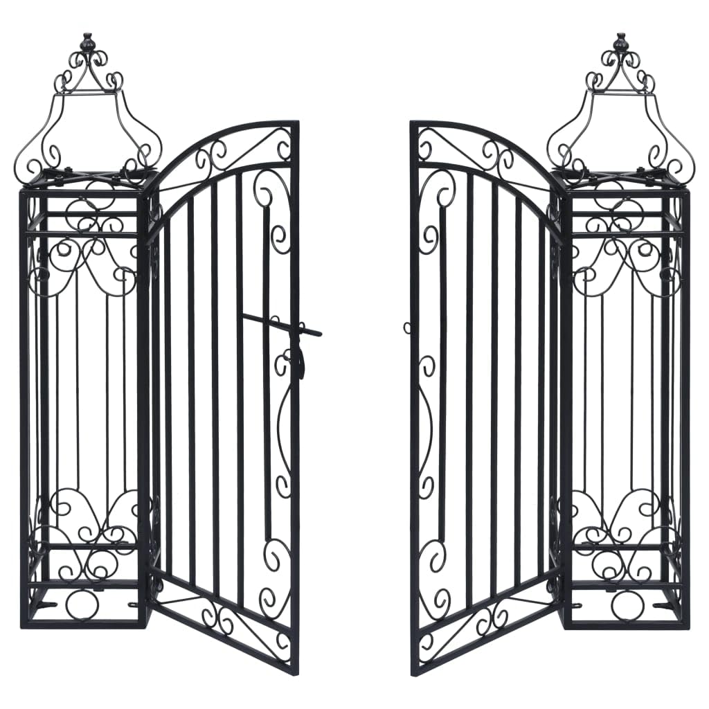 Solivagant Cancello Ornamentale da Giardino Ferro Battuto 22x20,5x100 cm,Nero,11.3kg