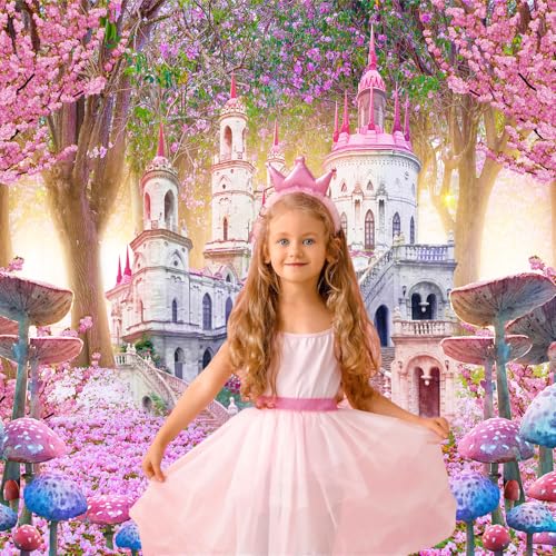 Fondo Fotográfico Castillo Princesa 7x5ft Rosa miniatura 3