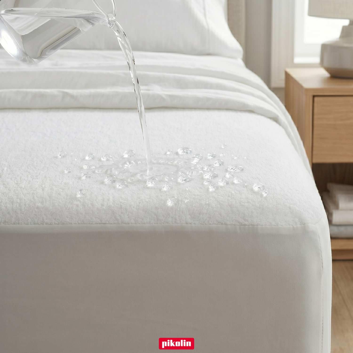 PIKOLIN Coprimaterasso Matrimoniale Impermeabile 150 x 190/200 cm 32 cm di Altezza in Spugna Traspirante e Certificato Oeko-Tex - Protettore di Materasso Ipoallergenico