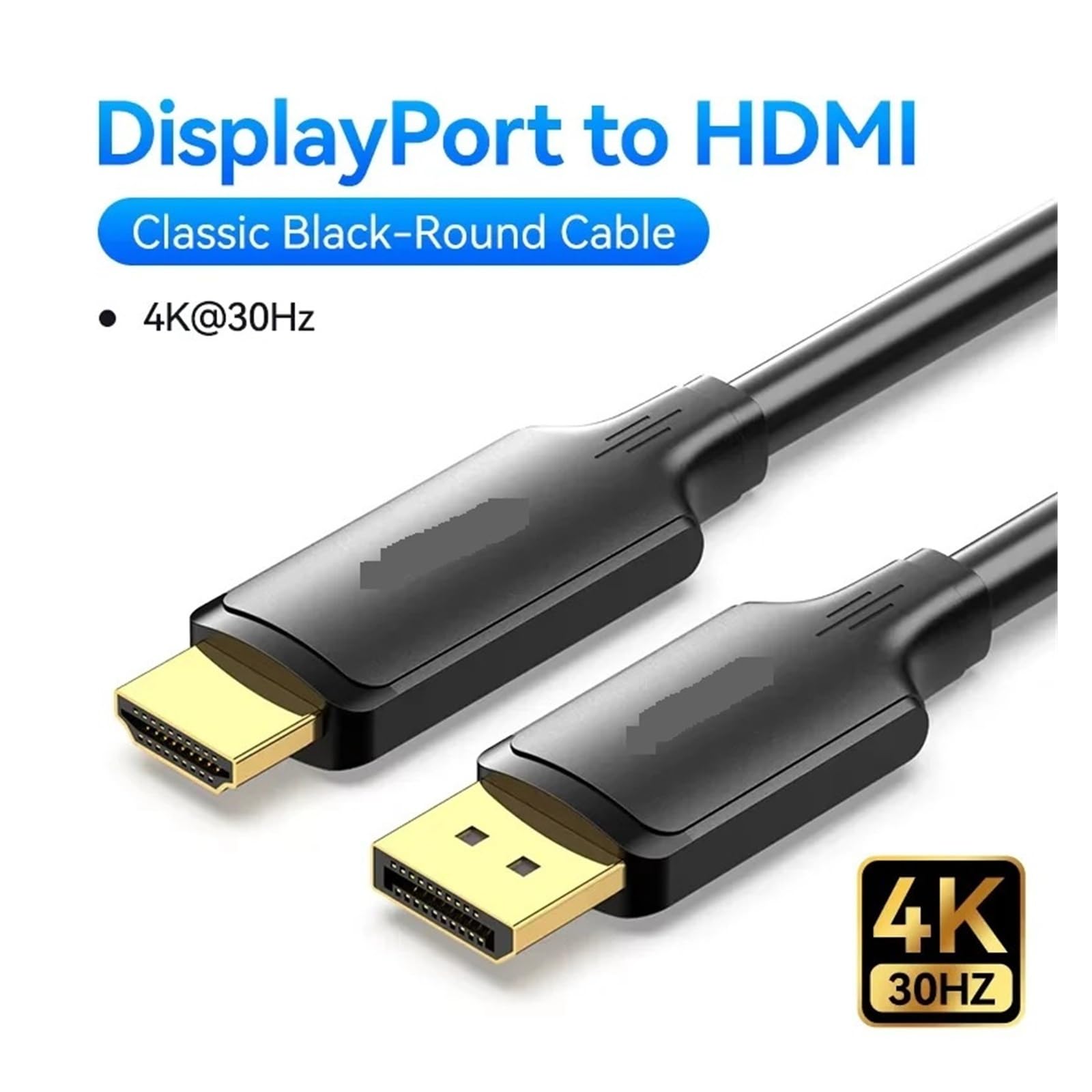 Cable DisplayPort A HDMI (convertidor 4K) - Compatible Con Vention, Funciona For PC/portátil/monitor/proyector/TV HD, Soporta 4K60Hz/4K30Hz(DP to HDMI 4K30Hz,3m)