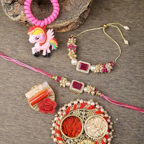 Image of SAUDEEP INDIA Decorative Fridge Magnet for Refrigerator Decor | Free Family Rakhi Set for Bhaiya Bhaiya Kid | Raksha Bandhan Gift Combo | Cotton Thread Rakhi Festive Home Decor
