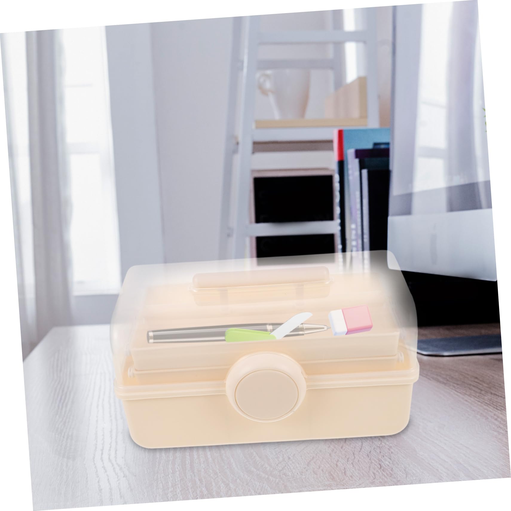 Scatola Porta Oggetti Multiuso in Plastica Coperchio Trasparente, Design Portatile, Grande Capacità per Cosmetici e Gioielli, per Campeggio e Traslochi
