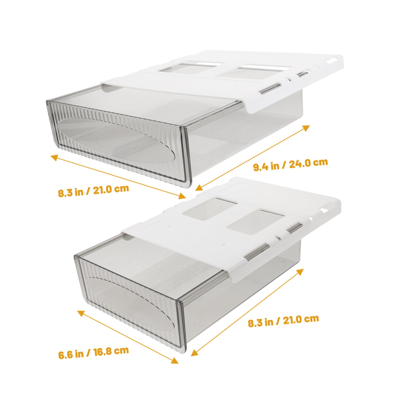 Ciieeo Organizer Sotto la Scrivania Cassetto Nascosto Bianco 2 Pezzi | Plastica Resistente All’usura, Grande Capacità per Accessori Ufficio, Uso in Soggiorno e Cassettiera