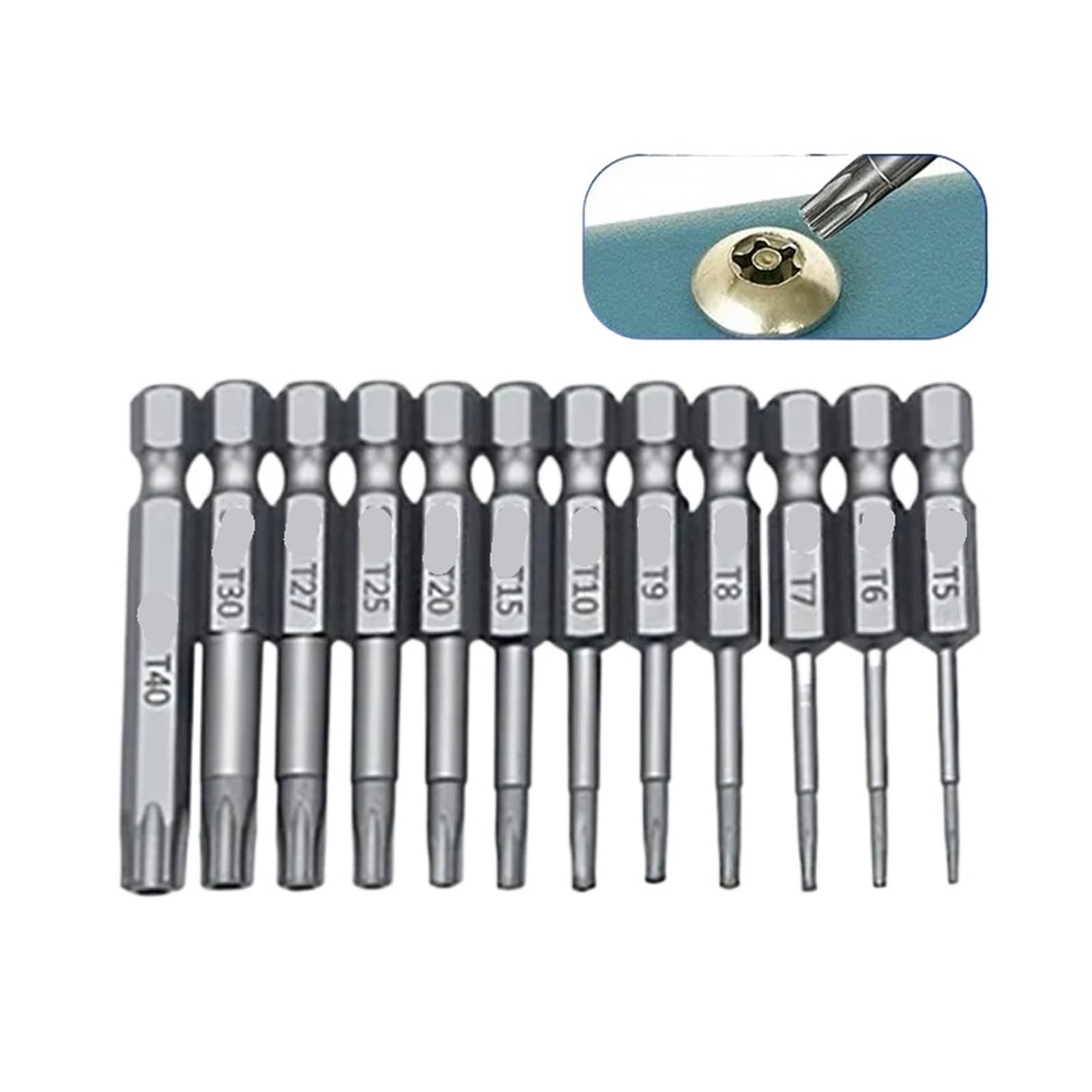 Jeu d'embouts de tournevis Torx creux hexagonaux 50 mm, 12 paquets
