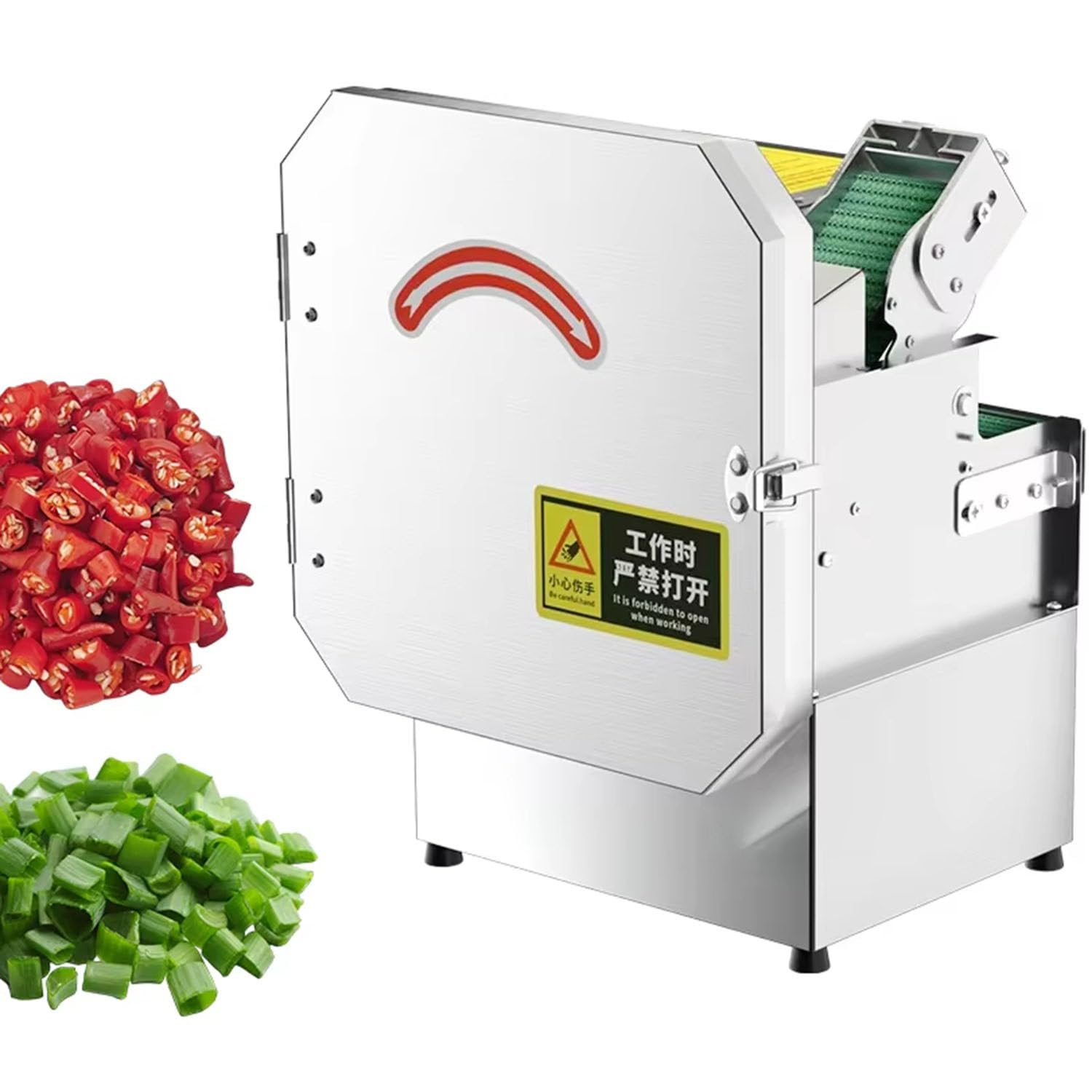 Affettatrice Acciaio Inox Tritatutto Verdure Elettrico 200W 700Giri/Min Ingresso 70mm Spessore Regolabile 1.5-35mm per Cipollotti Peperoni Porri Sedano Commerciale Domestico