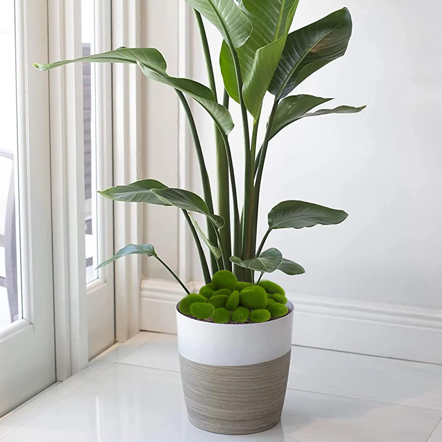 CCINEE 34 künstliche Moossteine, 5 Größen, grüne Blumen-Mooskugeln, Moosbedeckte Steine, künstliche Moosdekoration, für Blumenarrangements, Feengärten und Basteln