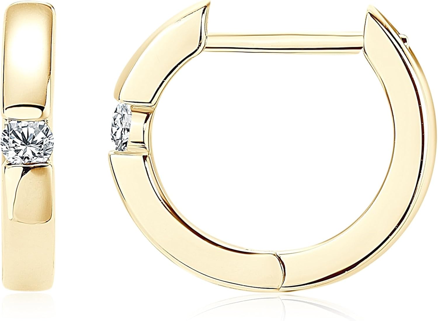 Moissanite Hoop Earrings for Women 0.12CTTW D Color VVS1 925 Sterling Silver Huggie Earrings for Anniversary Birthday Gifts (Gold)