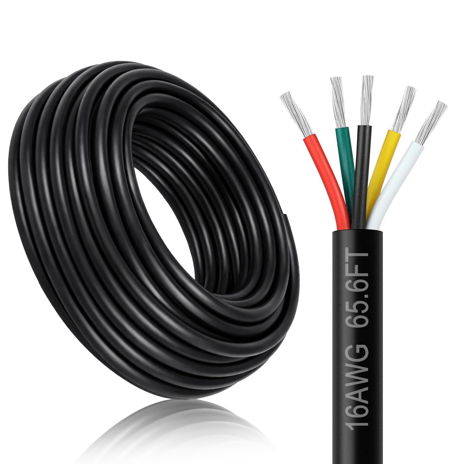 18 Gauge 4 Conductor Electrical Wire, 16.4FT Black Stranded Low Voltage 18/4 Cable PVC Case, 18 AWG Tinned Copper 4 Wire Cable Extension Power Cable for Strips LED Lamp Lighting Automotive — view 18