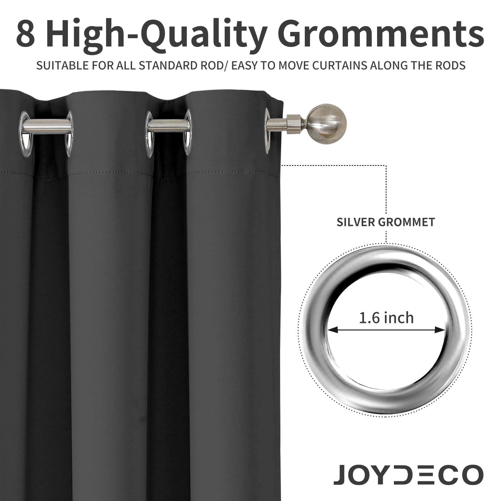 Joydeco Blackout Curtains 63 Inch Length 2 Panels Set, Thermal Insulated Long Curtains& Drapes 2 Burg, Room Darkening Grommet Drapes for Bedroom Living Room Window (Black, W52 x L63 Inch): Grey 52"W x 120"L (Pack of 2)