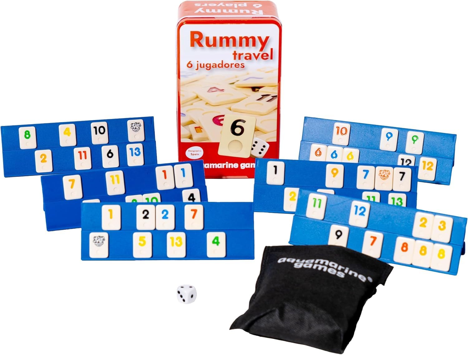 Aquamarine Games - Rummy Travel 6 Players, Multicoloured (DO004)