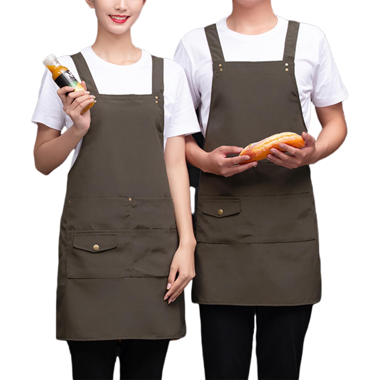 Delantal de Chef para Hombre y Mujer con Bolsillos, Delantal de Camarero para Cocina, Delantal de Cocina para Tienda, jardín, Restaurante, cafetería, Talla única, Verde (Talla única Verde)