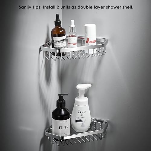 Miniatura 6 de Cesta esquinera para ducha, soporte para champú para pared de ducha, estante interior de ducha, organizador de baño, material de latón macizo en