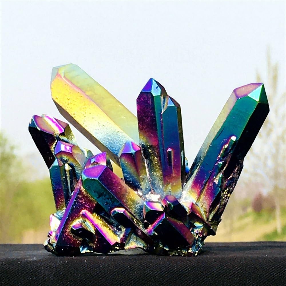 Electroplated Color Crystal Cluster Quartz Ornaments (Size : 50-70G)