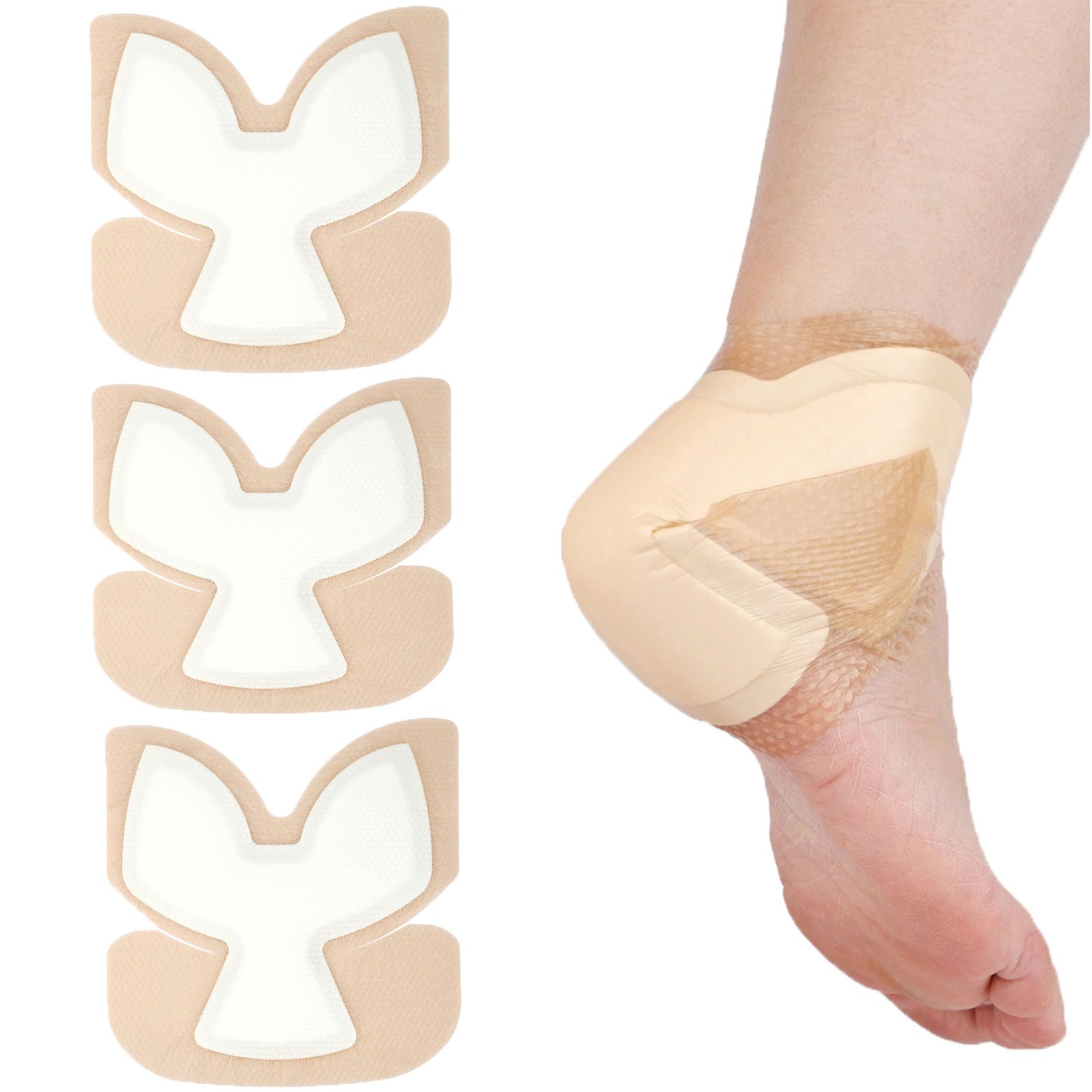 Heel Bordered Silicone Foam Dressing Waterproof Adhesive Sacral Bandages with Absorbent Padding for Elbow Wrist Foot Pressure Bed Sore Hip Knee Replacement Surgery 8.26"x8.26" 3 Pack