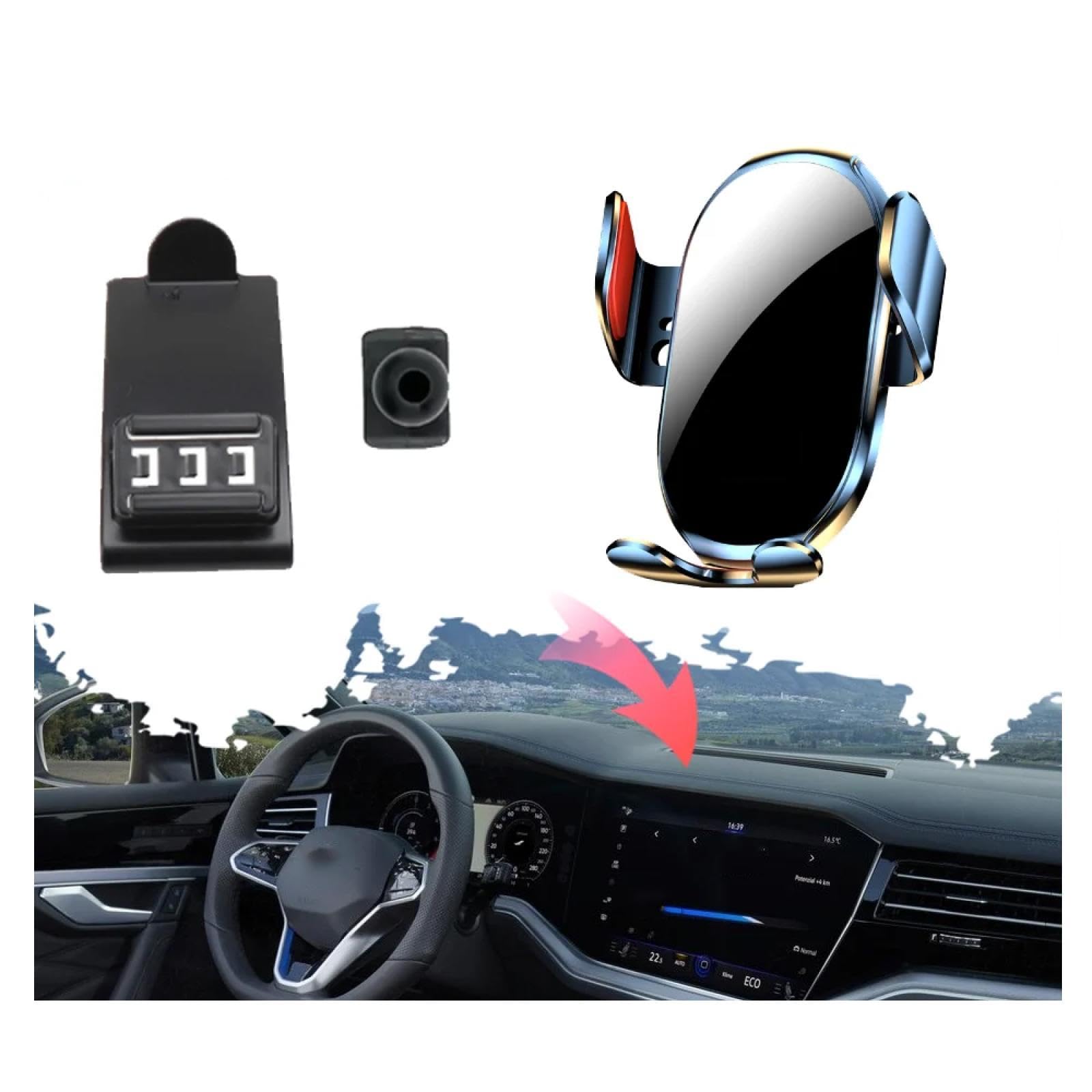 Soporte Móvil Coche para VW Touareg R CR 2019-2024, Soporte para teléfono móvil de Coche con Clip para Rejilla de ventilación del Aire Acondicionado LHD