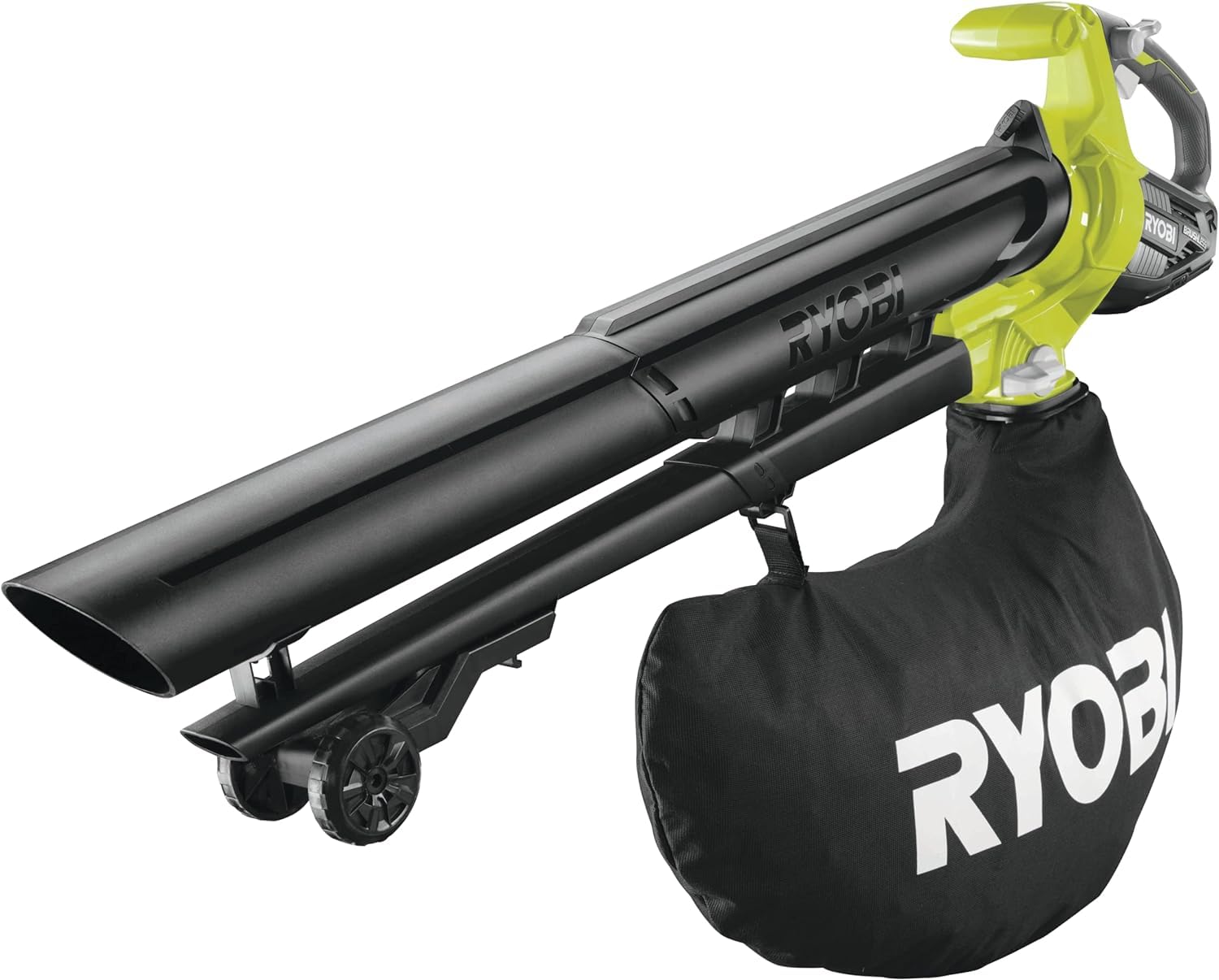 RYOBI - Souffleur Électrique sans Fil Aspiro-Broyeur à Batterie 18V One+ Brushless & Tête Double Lames Dentelées (+10 Lames) pour Coupe-Bordures, Dresse-Bordures - Spéciale Herbes Hautes/Épaisses