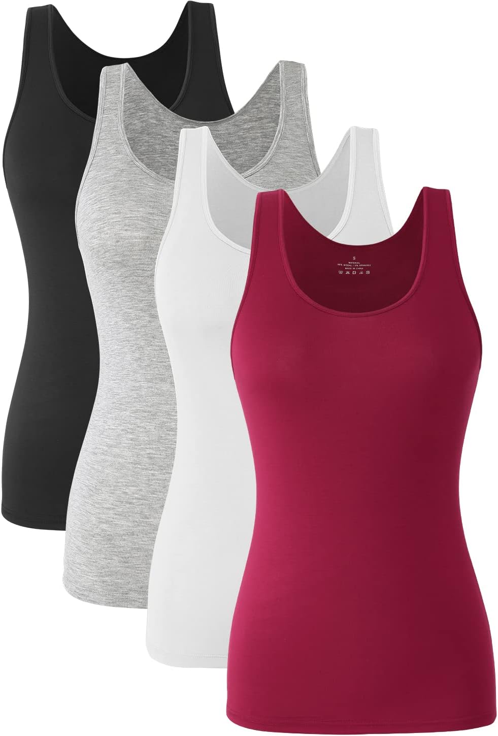 ROSYLINE Basic Tank Tops for Women Undershirts Tank Tops with Scoop Neck cami Yoga Shirts 3-4 Pack
