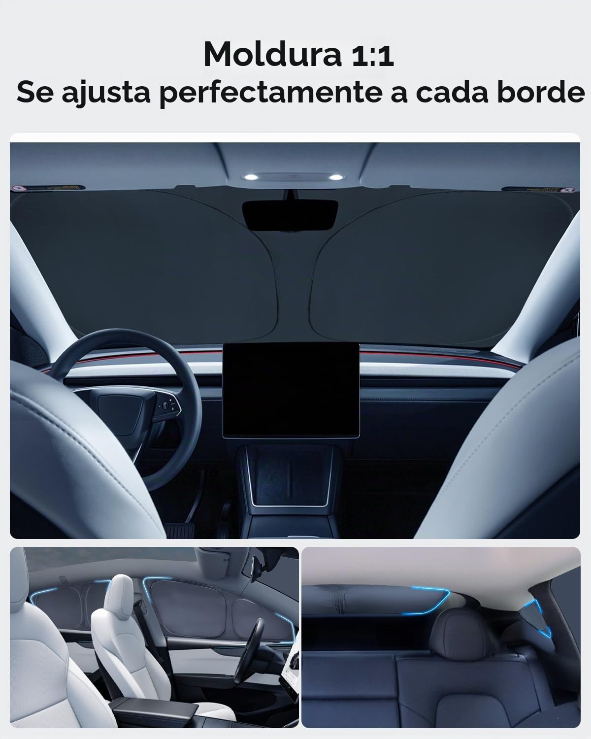 Parasoles para Coche 8 Piezas para Tesla Model Y 2025-2026 Juniper Diseño para Parabrisas Trasero Ventana Lateral Juego Completo Camping Privacy Curtains Protección UV Tesla Model Y Accesorios